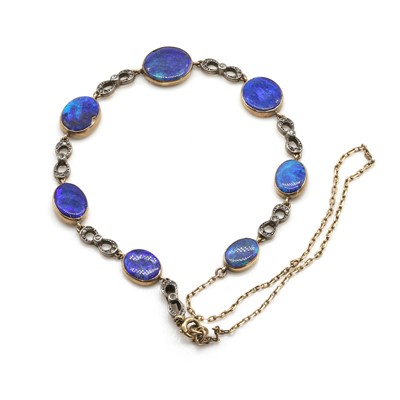 Lot 50 - An antique opal doublet and diamond bracelet