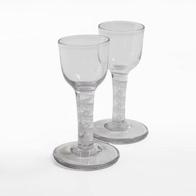 Lot 15 - A pair of opaque-twist wine glasses