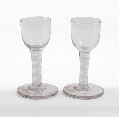 Lot 15 - A pair of opaque-twist wine glasses