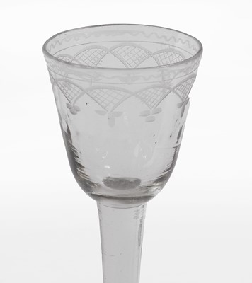 Lot 4 - A group of five plain stem wine glasses