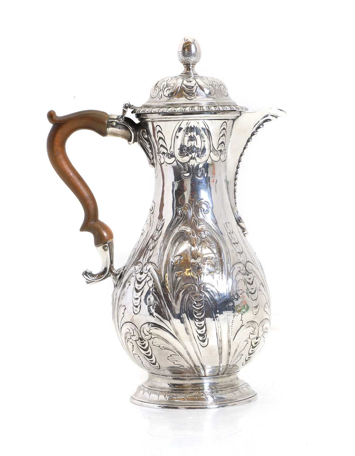 Lot 22 - A George II silver hot water jug