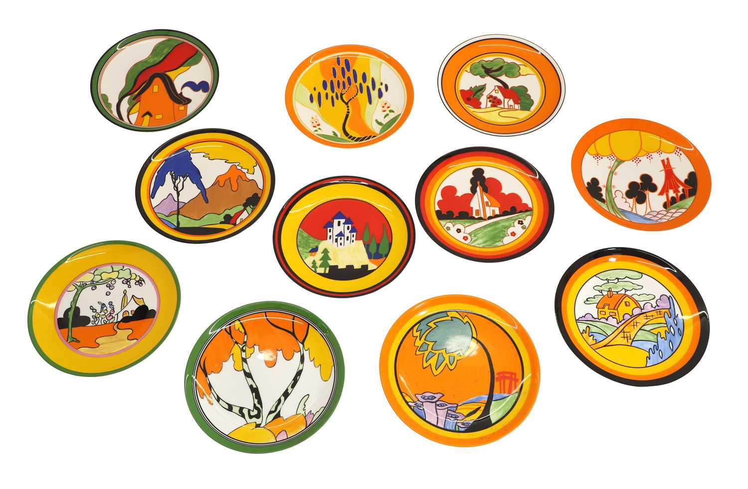 Lot 236 - A set of eleven Clarice Cliff plates