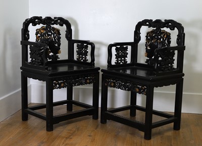 Lot 491 - A pair of Chinese chairs