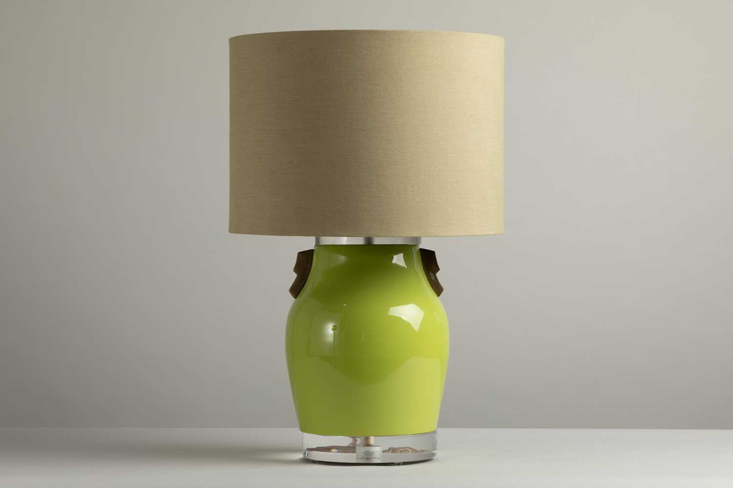 Lot 137 - A lime-green glazed table lamp