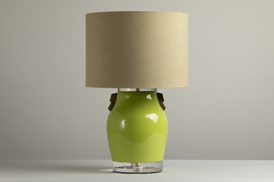 Lot 137 - A lime-green glazed table lamp