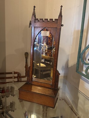 Lot 219 - An oak Gothic Revival dressing mirror