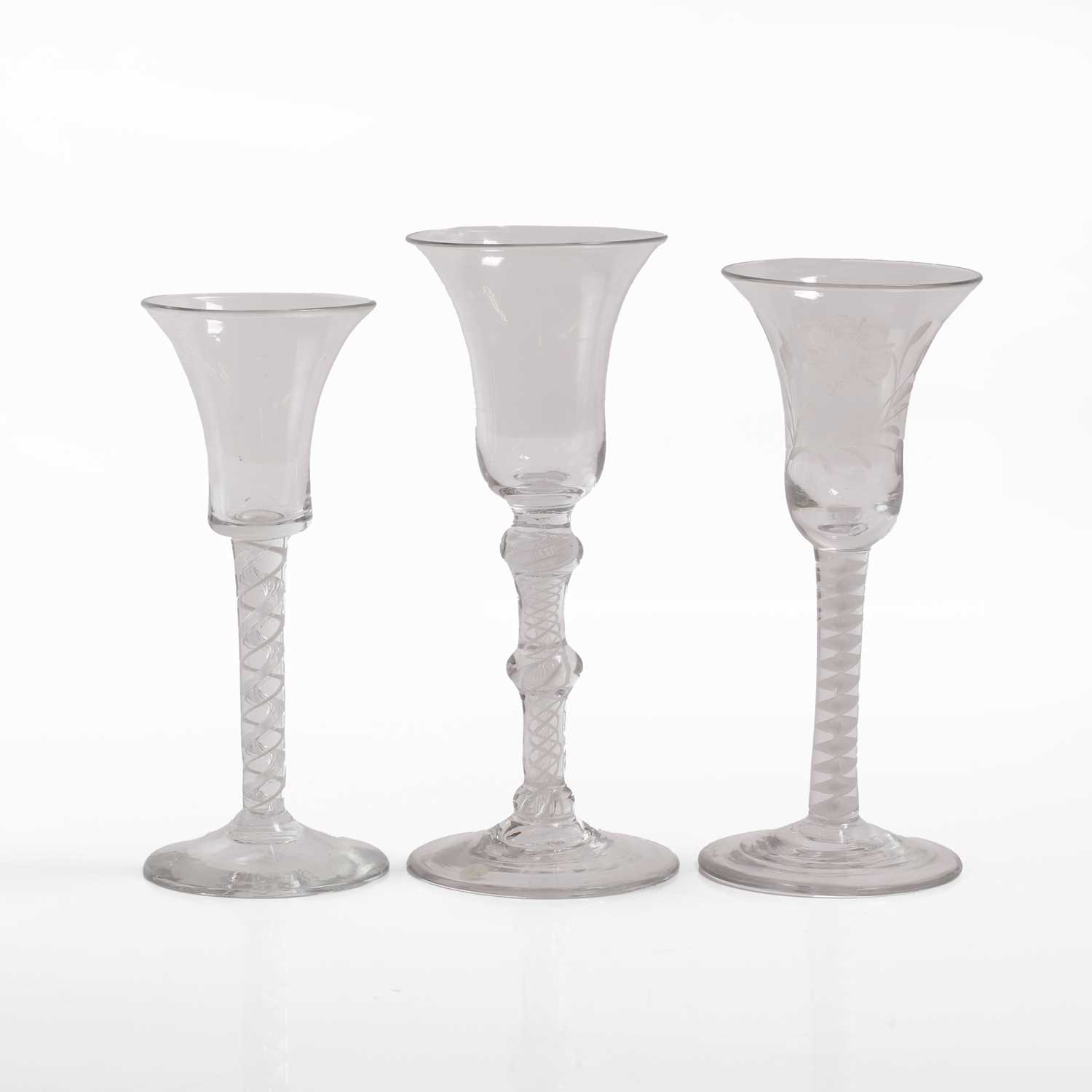 Lot 14 - A group of three wine glasses