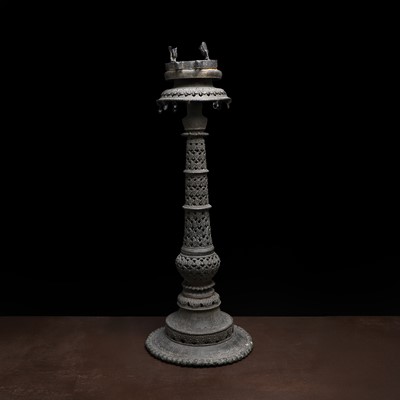 Lot 74 - An Indian brass oil lamp