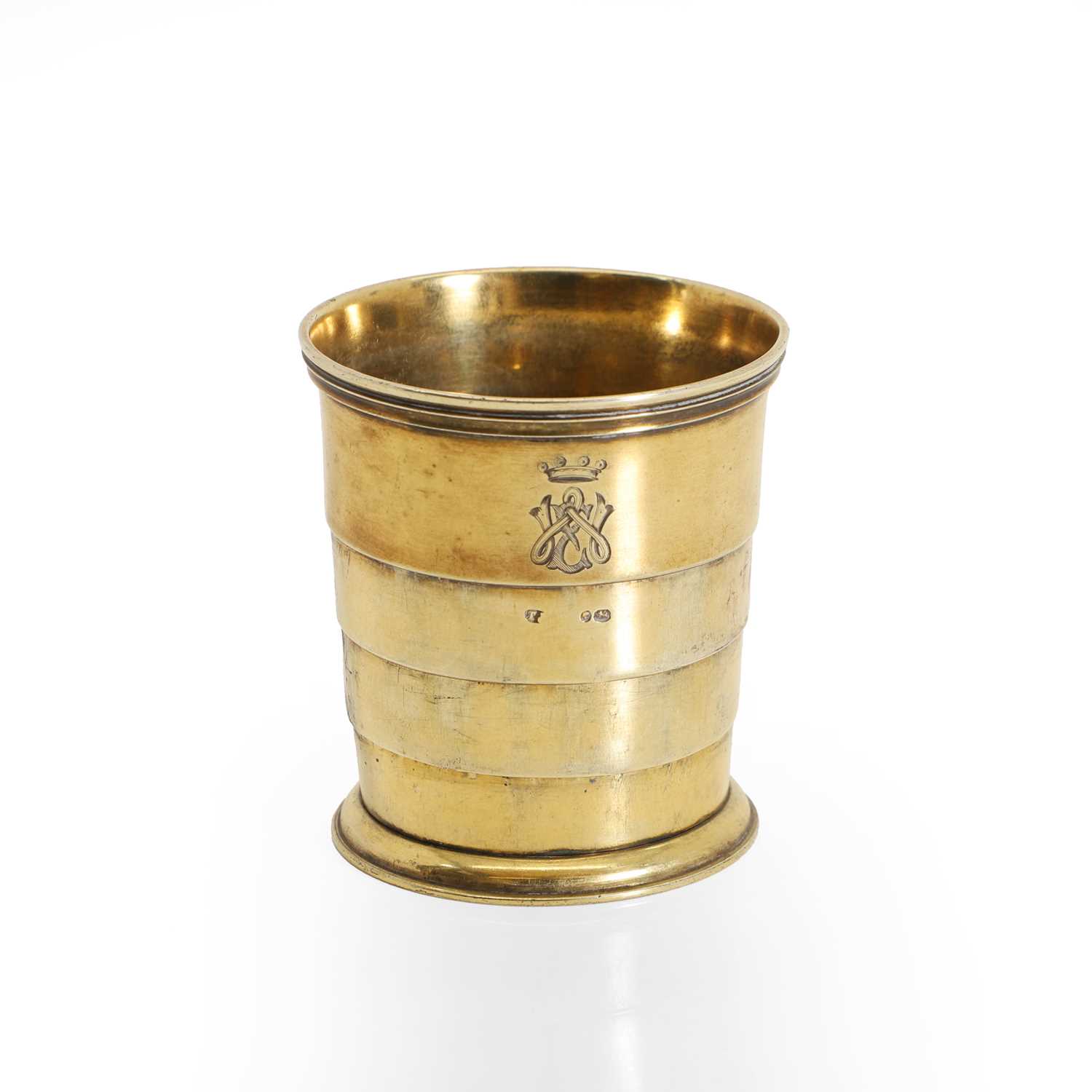 Lot 25 - A Victorian silver gilt collapsible beaker