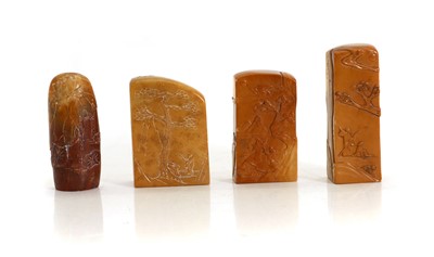 Lot 110 - A group of four Chinese soapstone seals