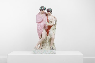 Lot 439 - A large pottery figure of Bacchus and Ariadne
