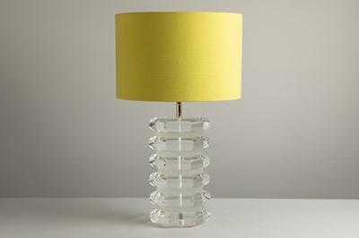 Lot 355 - A hexagonal Lucite table lamp