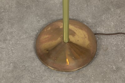 Lot 64 - A brass and green-lacquered standard lamp