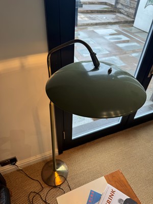 Lot 64 - A brass and green-lacquered standard lamp