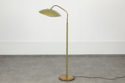 Lot 64 - A brass and green-lacquered standard lamp