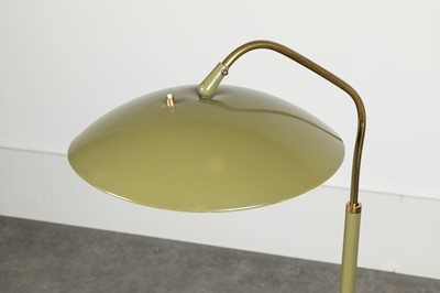 Lot 64 - A brass and green-lacquered standard lamp