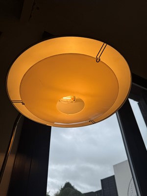 Lot 64 - A brass and green-lacquered standard lamp