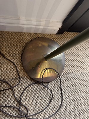 Lot 64 - A brass and green-lacquered standard lamp