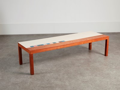 Lot 90 - A walnut, Formica and tile-top coffee table