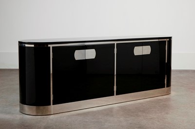 Lot 100 - A chrome and black-lacquered sideboard