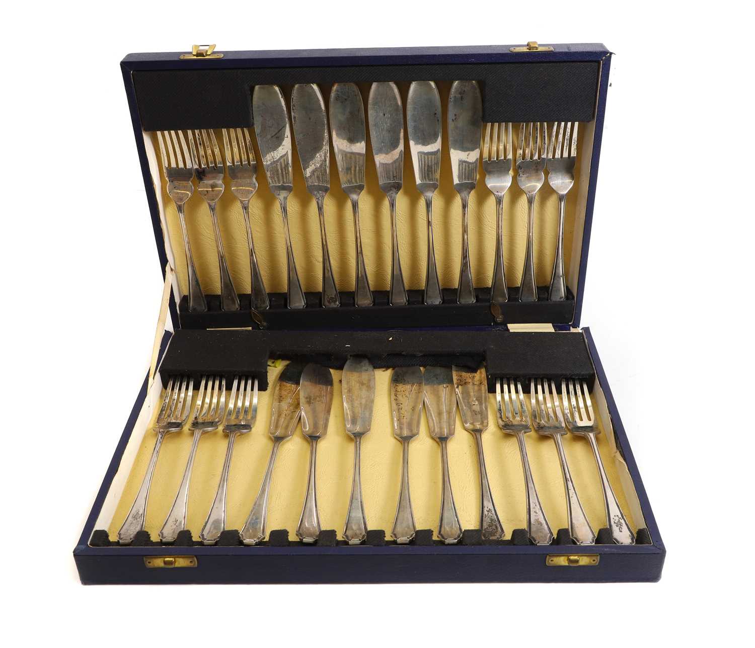 Lot 4 - A cased set of twelve fish knives and forks