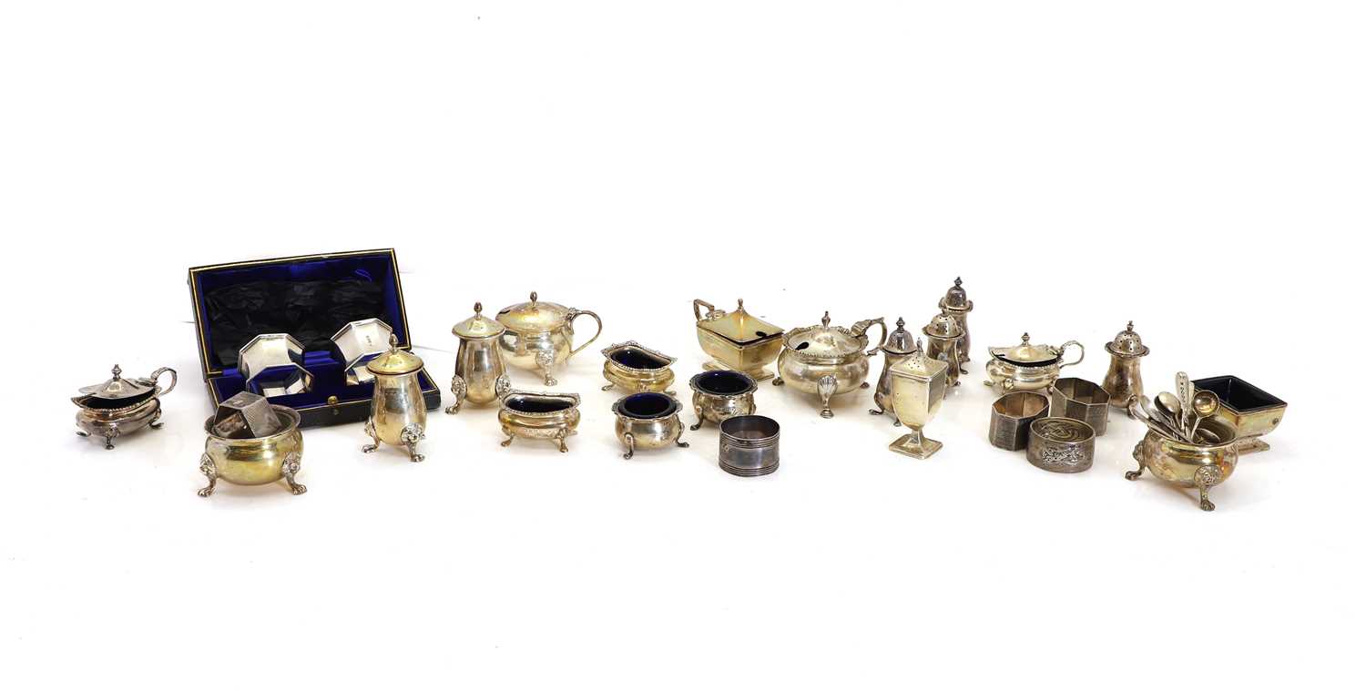 Lot 6 - A collection of silver cruet items
