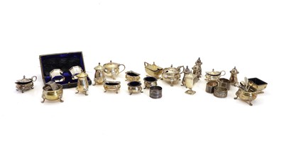 Lot 6 - A collection of silver cruet items