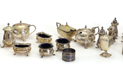 Lot 6 - A collection of silver cruet items