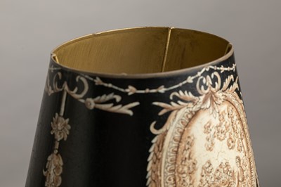 Lot 94 - A pair of painted toleware table lamps