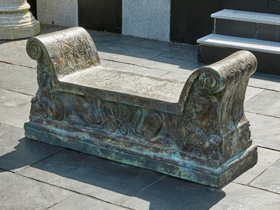 Lot A cast-bronze bench