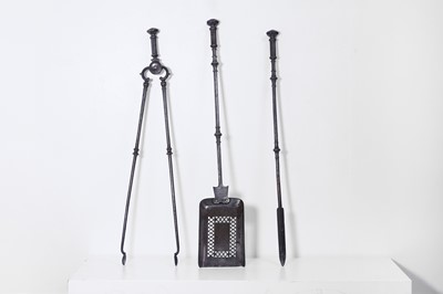 Lot 381 - A set of George III steel fire tools