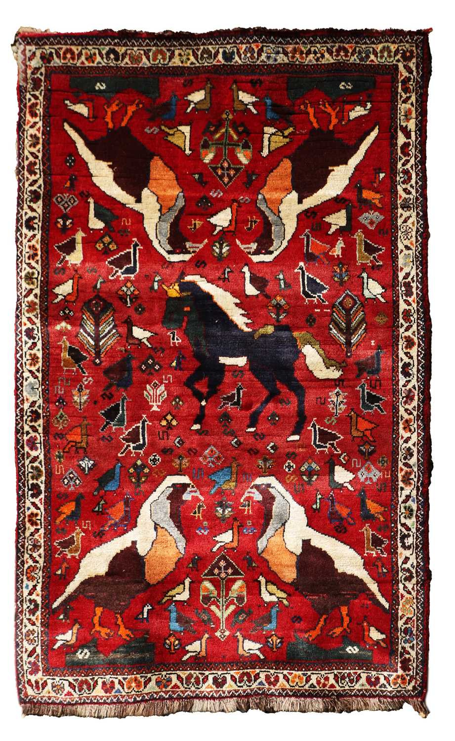 Lot 488 - A Persian pictorial hunting rug,