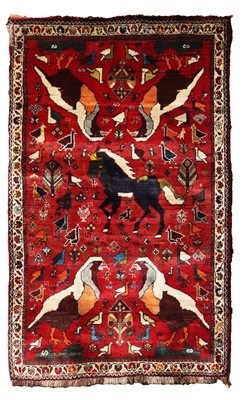 Lot 488 - A Persian pictorial hunting rug