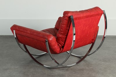 Lot 15 - A red leather and chrome 'Apollo' steel armchair