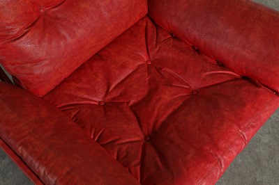 Lot 15 - A red leather and chrome 'Apollo' steel armchair