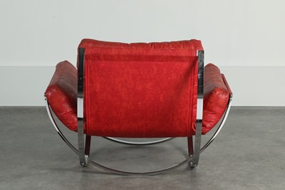 Lot 15 - A red leather and chrome 'Apollo' steel armchair