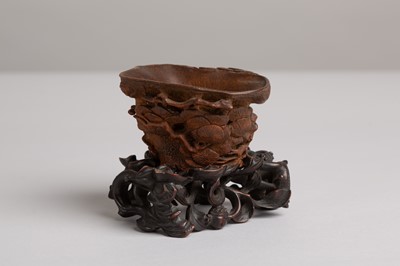 Lot 77 - A carved bamboo libation cup