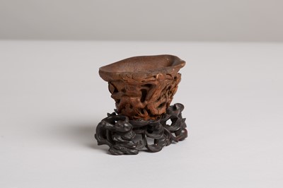 Lot 77 - A carved bamboo libation cup