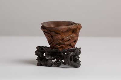 Lot 77 - A carved bamboo libation cup