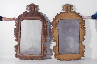 Lot 121 - A pair of George II giltwood pier mirrors attributed to Matthias Lock