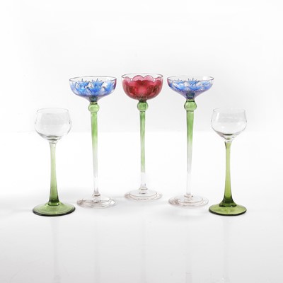 Lot 54 - A group of five Jugendstil liqueur glasses