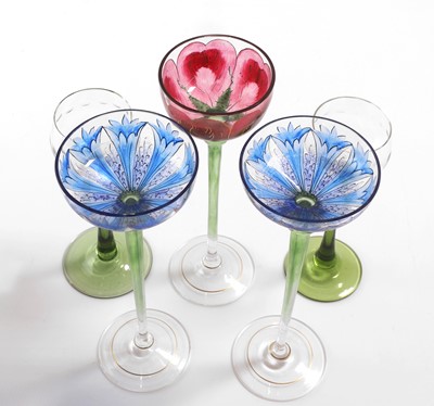 Lot 54 - A group of five Jugendstil liqueur glasses