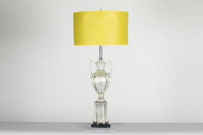 Lot 329 - A clear glass moulded table lamp