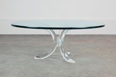 Lot 23 - A Lucite and glass side table