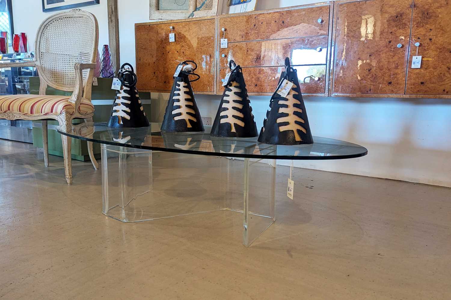 Lot 227 - A Lucite and glass coffee table