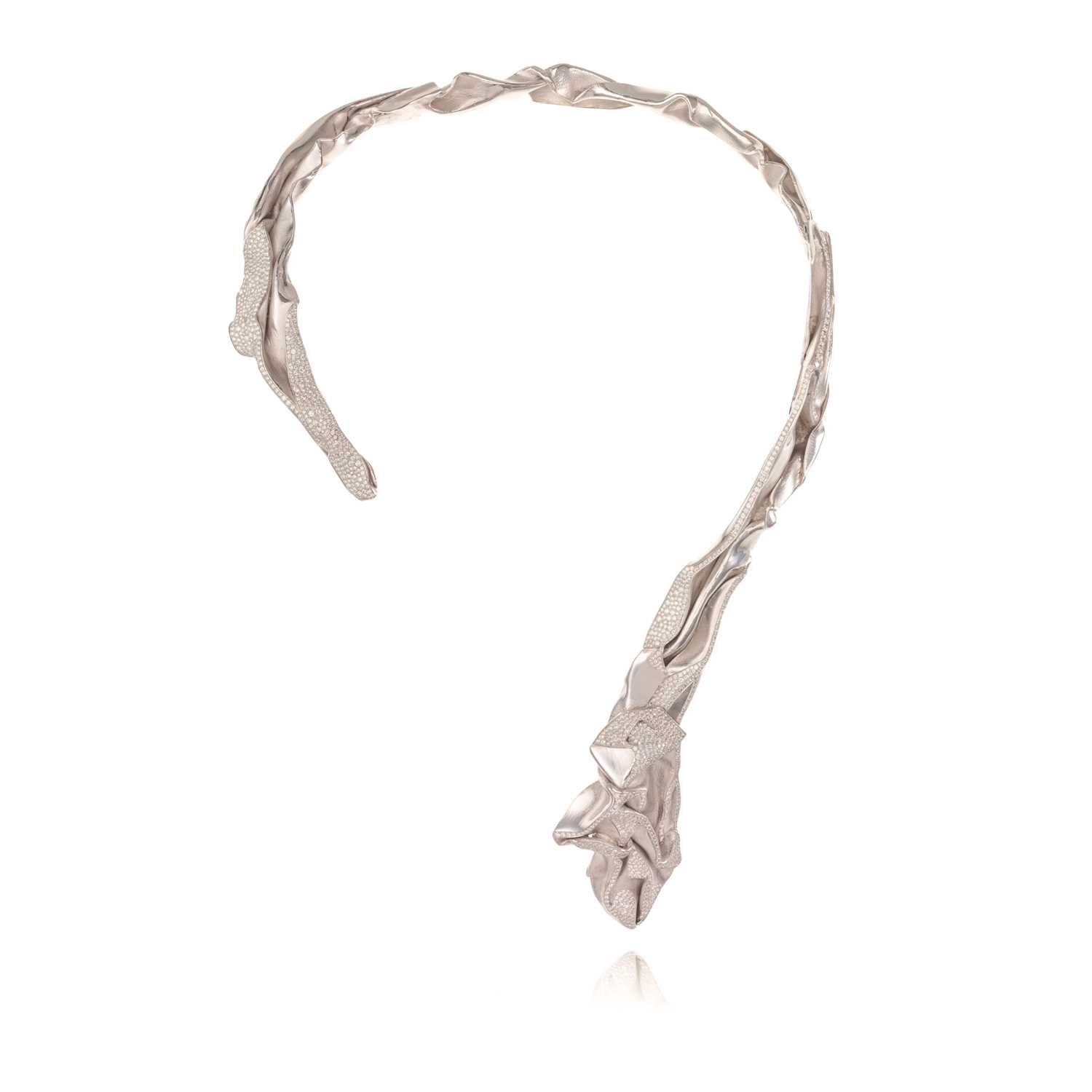 Lot 248 - Ken Bolan and Marinette Domon: a white gold diamond 'Touche de Soie' necklace