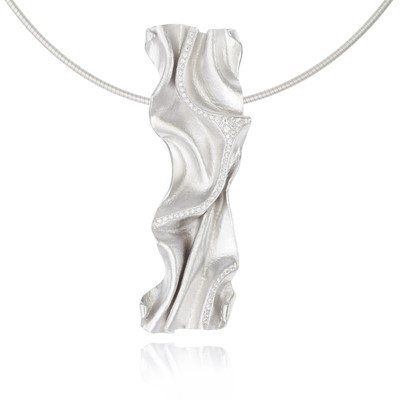 Lot 253 - Ken Bolan and Marinette Domon: a white gold diamond 'Touche de Soie' pendant necklace