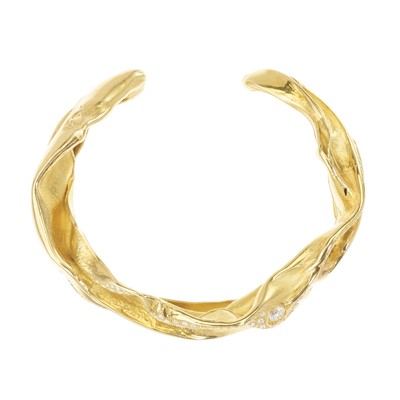 Lot 260 - Ken Bolan and Marinette Domon: a gold diamond 'Touche de Soie' bangle