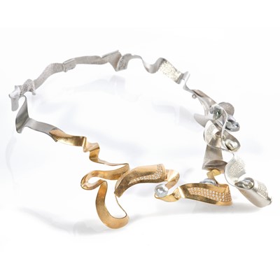 Lot 264 - Ken Bolan and Marinette Domon: a diamond and Tahitian pearl 'Baroque' necklace