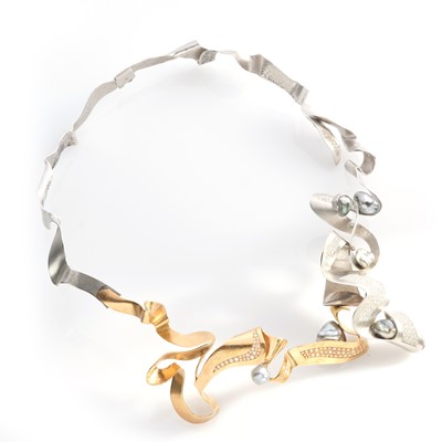 Lot 264 - Ken Bolan and Marinette Domon: a diamond and Tahitian pearl 'Baroque' necklace